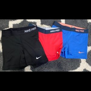 3 pair Nike shorts 1 short with matching bra
